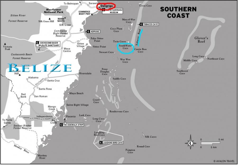 south water caye map